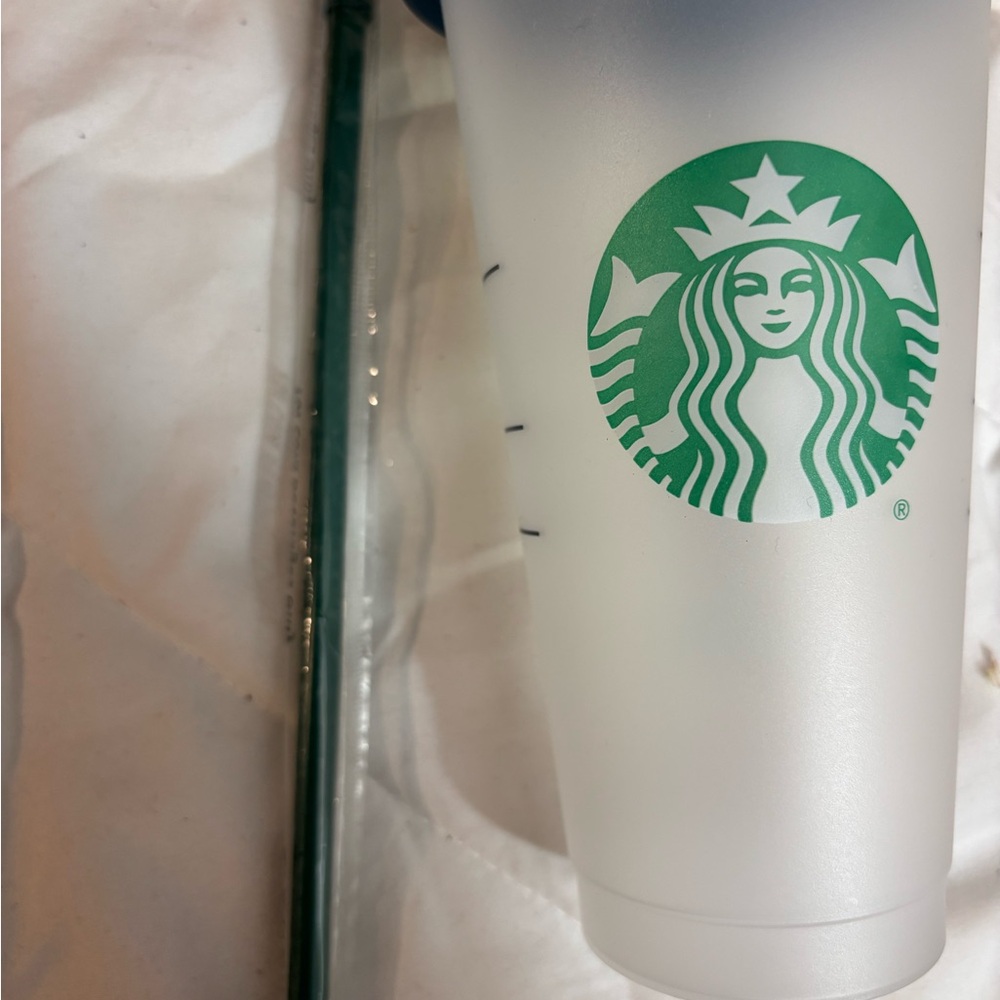 Brand New Starbucks Summer 2020 Reusable Cup 24 oz w/Green Straw - Picture 2 of 5